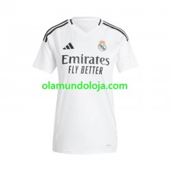 Camisola Real Madrid Mulher Equipamento Primeiro 2024-2025 Manga Curta